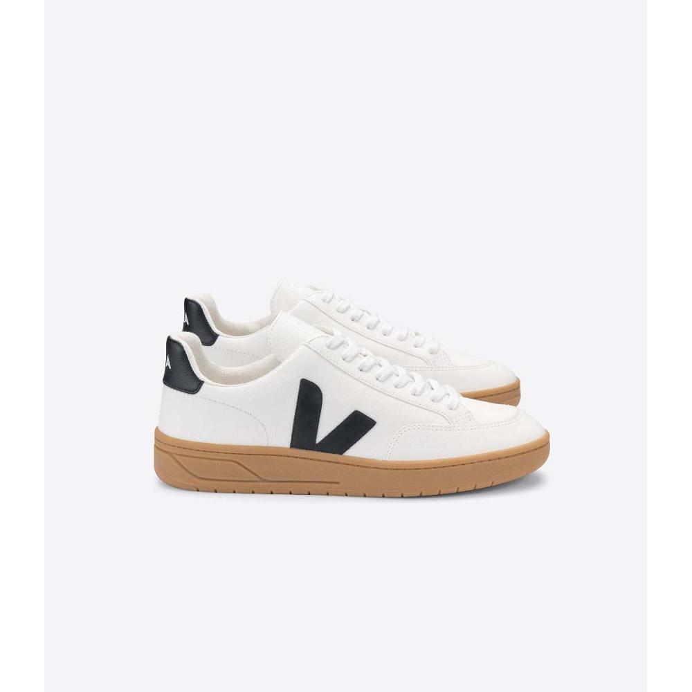 Veja V-12 LEATHER Sneakers Dames White/Black | NL 667CTV